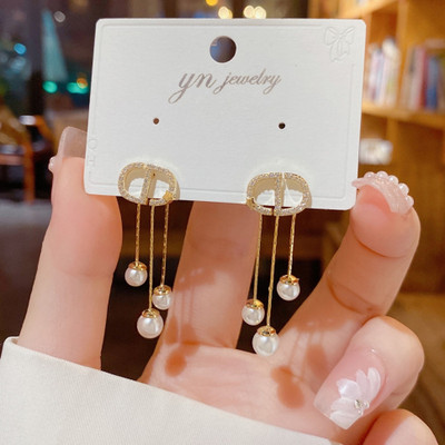 DESTINY JEWEL'S Korean Design New Classic Elegant Drop Pearl Décor 2 Way for Wear Earrings Cubic Zirconia Alloy Drops & Danglers
