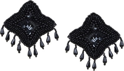 house of common Black Star Woven Beads Chandbalis Earrings Alloy Plug Earring