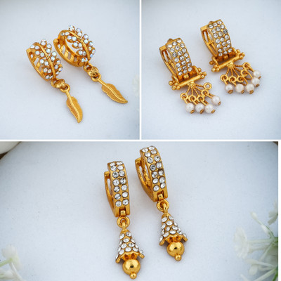 Weroxa Combo of 3 Diamond Brass Drops & Danglers
