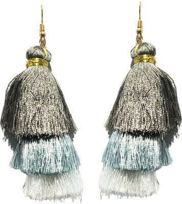 La Belleza Grey Long Drop Dangler Tassel Earring Alloy Tassel Earring