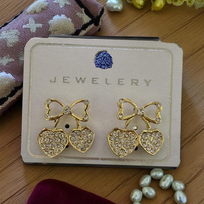 HM Creations Sparkle Bow Heart Stud Alloy Stud Earring, Tassel Earring, Drops & Danglers, Jhumki Earring