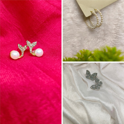 ABC Hoop Earring, Huggie Earring, Earring Set (Pack of 3) Alloy Stud Earring