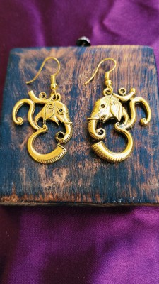 finestdeal Trending Divine Ganesha Om Earrings For Women & Girls | Religious Jewels German Silver Drops & Danglers