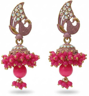Harmi collection Traditional Mayuri Design Jhumkas Beads Alloy Jhumki Earring