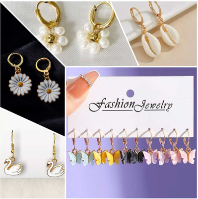 ELCETRATD JEWELLERY Shimmering beautiful pack of 9 earrings combo for women and girls Crystal Alloy Earring Set