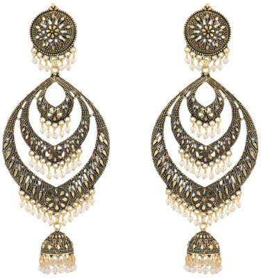 BHANA CREATIONS Traditional Gold Plated Partywear Metalic Alloy Light Weight Jhumka Cubic Zirconia Alloy Jhumki Earring
