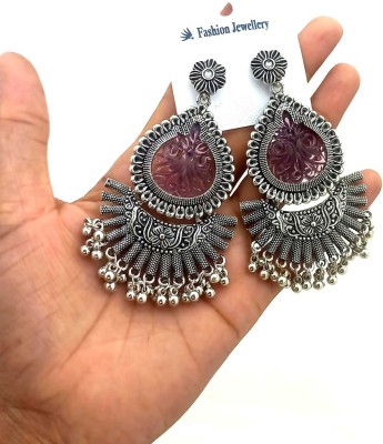 BUY FOR CHANGE LLP Fancy Long Silver Oxidized Earrings Alloy Chandbali Earring