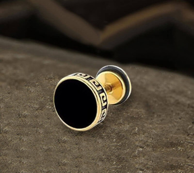 house of common Stylish Gold Plated Stone Studded Stud Earring Brass Stud Earring