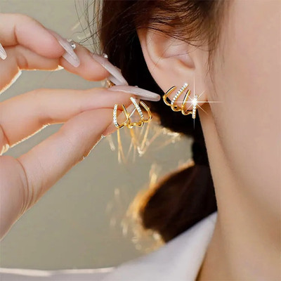 Tiso Korean Earrings 3 Claw Rhinestone Earrings For Women and Girls Cubic Zirconia, Pearl, White Zircon Alloy, Metal, Stone Drops & Danglers, Earring Set, Rhinestone Studs, Stud Earring Tiso Korean Earrings 3 Claw Rhinestone Earrings For Women and Girls Cubic Zirconia, Pearl, White Zircon Alloy, Metal, Stone Drops & Danglers, Earring Set, Rhinestone Studs, Stud Earring
