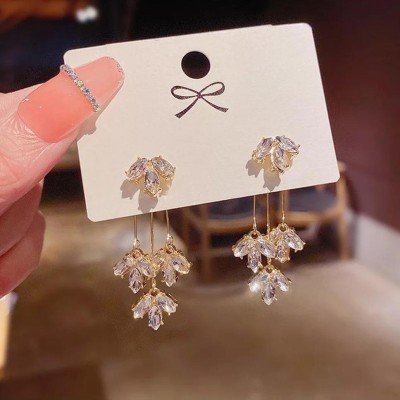AVR JEWELS fashion design leaf earrings female earrings Korean Jewellery Stainless Alloy Drops & Danglers