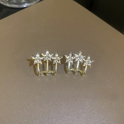 OCTAGON HUB Korean Earrings For Girls & Women Earrings Alloy Clip-on Earring Cubic Zirconia Alloy, Brass, Gold Hoop Earring