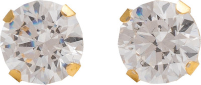 STUDEX 5MM Cubic Zirconia 24K Pure Gold Plated Metal Stud Earring