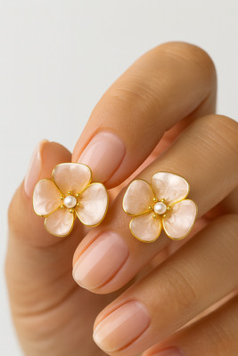 Henuka Blossom Soft Pink Korean Earring Alloy Stud Earring