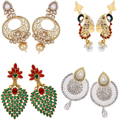 STYYLO FASHION Bollywood Style Cubic Zirconia, Pearl Alloy Drops & Danglers