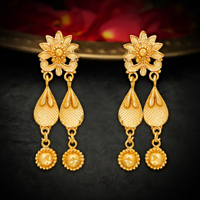 Drashti Collection Traditional Micron Plated Daily wear Earrings For Women And Girls Brass Drops & Danglers