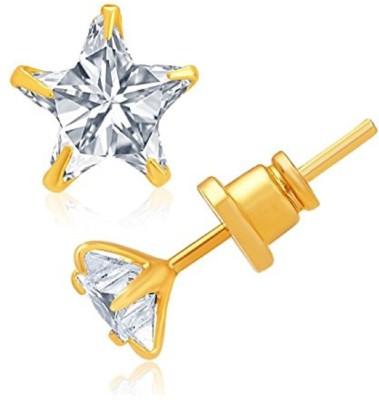 NANDANA COLLECTIONS Trendy American Diamond Single Stone Star Shape Earring For Women Grils Crystal Zinc Stud Earring