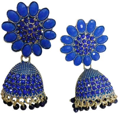 JMBW INTERNATIONAL blue sunflower jhumki Beads Alloy Jhumki Earring