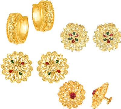 VIGHNAHARTA Vighnaharta Goldens Combo Set(Sales Package-4 Pair Earrings ) Cubic Zirconia Alloy Clip-on Earring, Stud Earring, Jhumki Earring