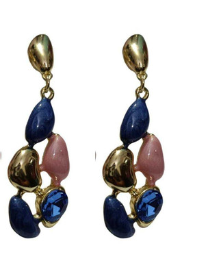 Relishine Women's Multicolor Stone Drop Earrings | Party Wear Gold-Plated Dangler Earrings Beads Metal Stud Earring