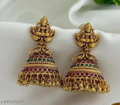 Yuzi Jewells LATEST TEMPLE JEWELLERY MULTICOLOURED EARRINGS Alloy Jhumki Earring