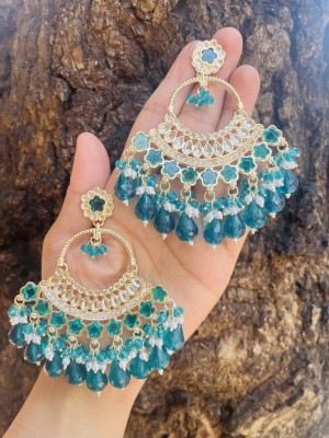 SATRANGI JEWEL SATRANGI JEWEL DESGINER CHANDBALI EARRINGS Pearl Alloy Drops & Danglers Crystal Alloy Drops & Danglers