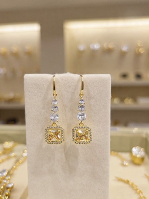 ALMTradersMLG Square diamond Earrings Stainless Steel Drops & Danglers