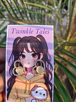 Twinkle Tales Golden Heart Crystal Stud Earrings for Girls Alloy Drops & Danglers