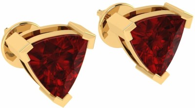 Diamtrendz Jewels Trillion Solitaire Gemstone July Birthstone Yellow Gold Plated Sterling Silver Ruby Silver Stud Earring