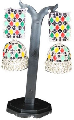 Zewar By Rajni Multicolor Designer Silver Earring Brass Jhumki Earring