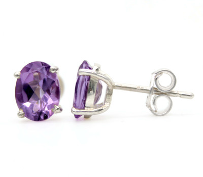 MayraCreationss STUDS Amethyst Sterling Silver Stud Earring
