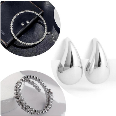 tbh Earrings and jewellery acessories combo For Women Gold Tone Crystal Alloy Drops & Danglers