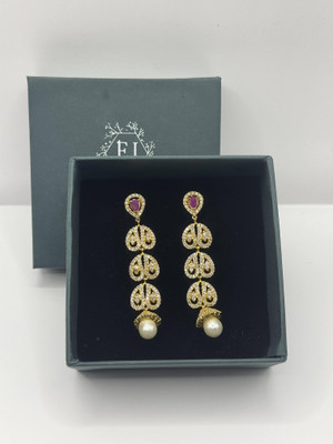 EYEVA GOLD/RUBY EARRINGS Ruby Brass Earring Set
