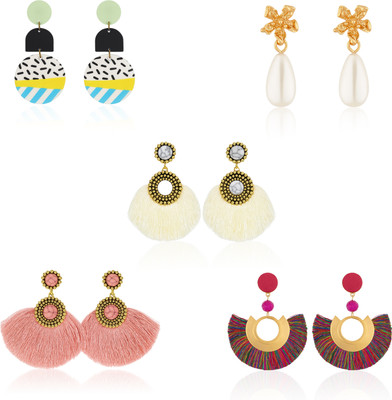 iFlip Zone 5 Pair Elegant Earrings for Women – Stylish Statement Jewelry Gift Set Metal Stud Earring