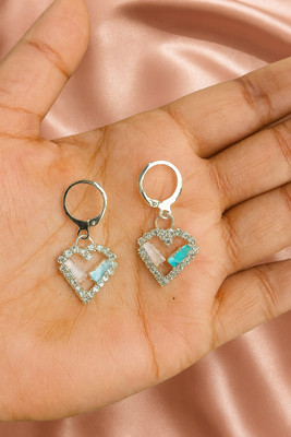 KarishmaCrafts Silver Plated Crystal Heart Drop Earrings Alloy Drops & Danglers
