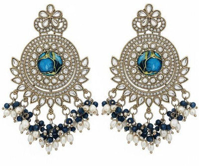 VYORA Kundan Meenakari Chandbali Earrings Metal Chandbali Earring