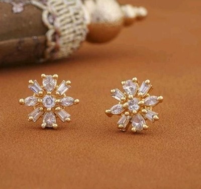 BRANDSOON Excellent Finish Ad American Diamond Stud Earrings For Women & Girls Brass Stud Earring