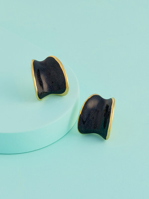 Kushal's Fashion Jewellery Black Gold-Plated Party Zircon Trendy Studs Zircon Copper Stud Earring