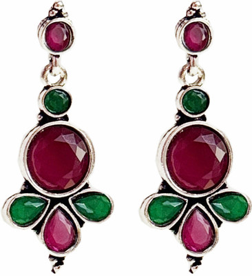 Gleefolks Traditional Classic Stylish Stone Earrings Metal Drops & Danglers