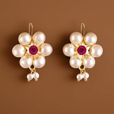 Bawree Gold Plated Maharashtrian Marathi Bugadi Without Piercing Press On Ear Cuff Crystal Metal Clip-on Earring