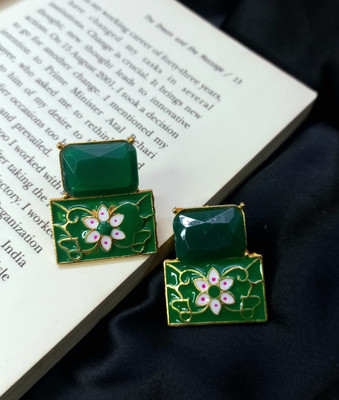 jewelsbytj Latest Beautiful Trendy Meenakari Oversized Stud/Tops Alloy Earrings Alloy Stud Earring