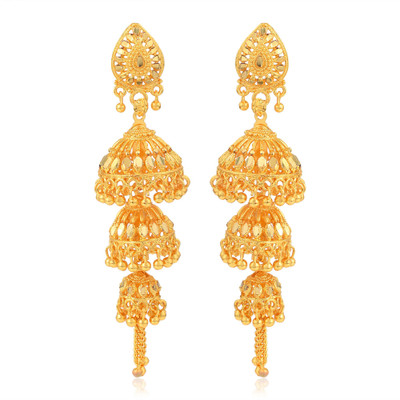 memoir Brass Goldplated triple Umbrella Traditional jhumki Earring Brass Jhumki Earring