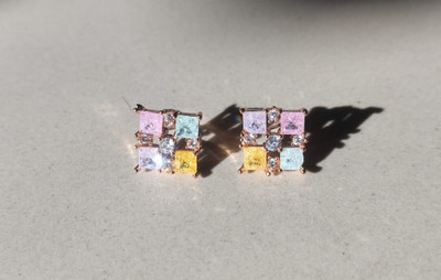 saimayur Multi-colored square Cubic Zirconia Alloy Stud Earring