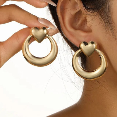 MEENAZ Heart Earrings for women korean stylish Studs golden ear rings Anti Tarnish Alloy, Metal, Stainless Steel Earring Set, Tunnel Earring, Stud Earring, Hoop Earring, Drops & Danglers