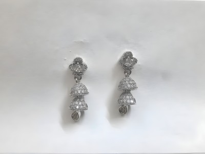 Skjewells Elegant American Diamond Double Layer Jhumki Earrings Diamond Stainless Steel Jhumki Earring