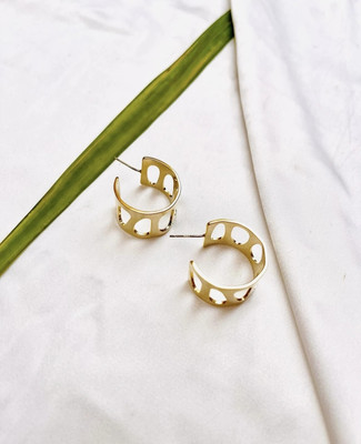 Pratibha Golden Hoops for Everyday look Stainless Steel Drops & Danglers