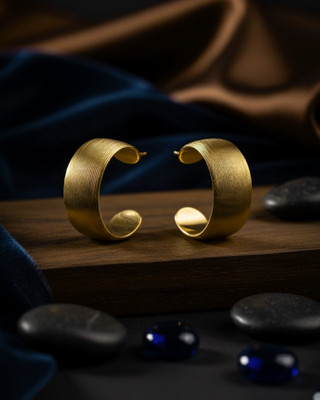 REVOSHA revosha Matte Gold-Plated Chunky Half Hoop Earrings for Women/Girls Stainless Steel Hoop Earring