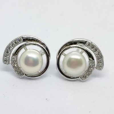 Amarlok Pearls LTR-6655 Pearl Copper Stud Earring