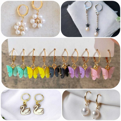 ELCETRATD JEWELLERY Shimmering beautiful pack of 8 earrings combo for women and girls Crystal Alloy Earring Set