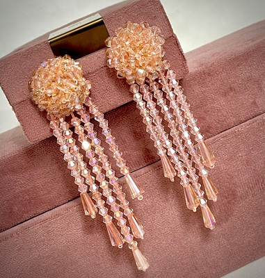 JEWERICHE IMITATION Chain Crystal-Peach, Attractive Design Fashion Earrings For Party Wear Alloy Drops & Danglers