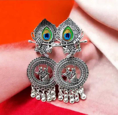 Lyzoo Traditional & latest oxidized Radha Krishna earring Alloy Jhumki Earring